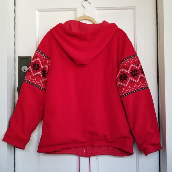 FUDA Vintage Reversable Silk Zip Up Hooded Red Jacket Sz M - Picture 2 of 13